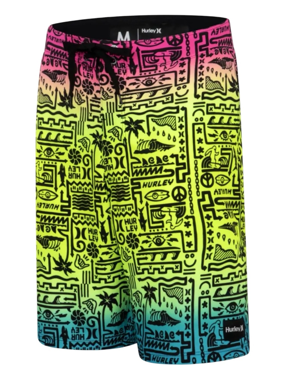 Hurley Boys Board Shorts 14 27 Neon Graphic Swim Trunks Surf Skate Beach Y2K